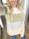 What To Do Color Block Sweater in Olive and Gray