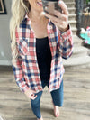 Think About It Plaid Sherpa Lined Top in Pink and Blue