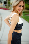 Mono B Do Something Floral Textured Sports Bra in Black and White (SALE)