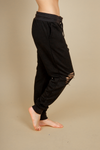 Let It Run Distressed Joggers in Black (SALE)