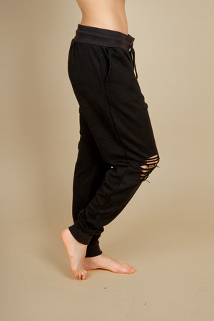 Let It Run Distressed Joggers in Black (SALE)
