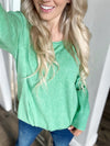 Fading Sunlight Boat Neck Sweater in Heathered Pistachio