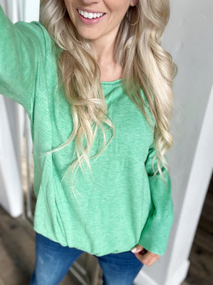 Fading Sunlight Boat Neck Sweater in Heathered Pistachio