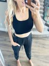 Miracle Ribbed Square Neck Padded Cropped Tank (Multiple Colors)