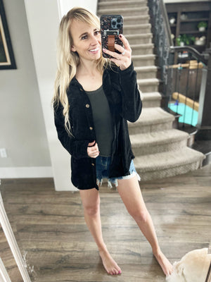 Warm-Hearted Chenille Shacket In Black