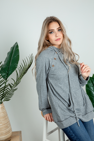 After Ribbed Double Hoodie in Gray (SALE)