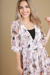 Too Many People Floral Dress in Blush