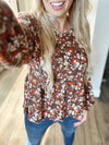 Polished Look Floral Top in Cocoa
