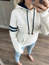 Burn Brighter Hoodie in Oatmeal and Navy