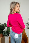 Let It Burn Long Sleeve Top in Fuchsia (SALE)
