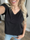 A Bit Braver V-Neck Relaxed Tee in Black