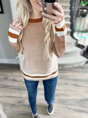Stuck On You Sweater in Copper and Ivory