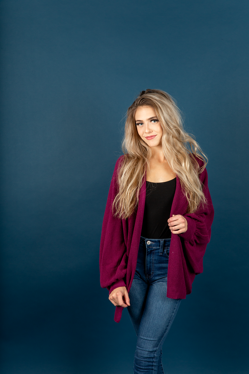 Keep It That Way Knit Cardigan in Deep Magenta