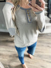 Forget Me Not Henley in Taupe and Blue