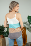 Keep Holding On Color Block Sweater Tank in Light Teal, Ivory, and Mocha