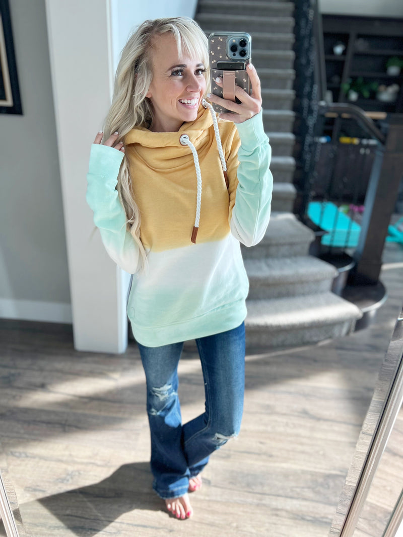 Wanakome Ombre Hoodie in Gold, Sage and Ivory