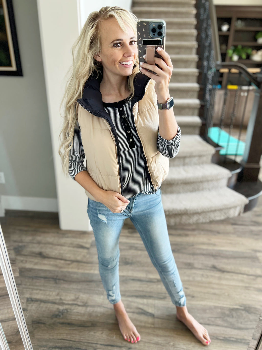 Get Started Reversible Vest in Mocha & Black