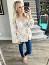 Pass The Tea Please Cream Floral Top