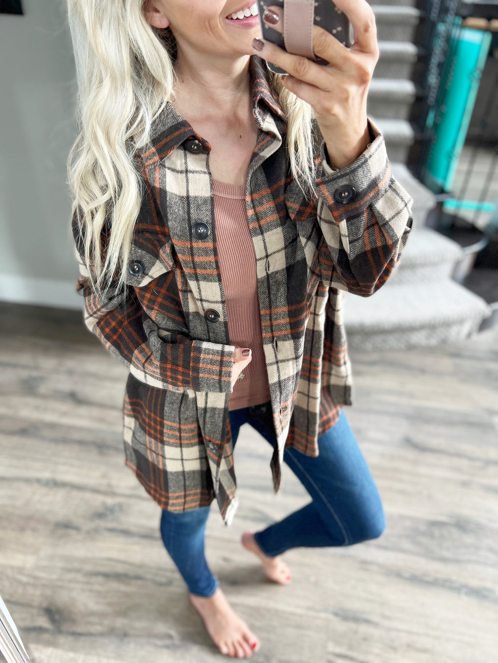 Certainly Plaid Shacket in Chocolate