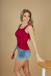 Want Me To Stay Ribbed Tank Top in Wine (SALE)