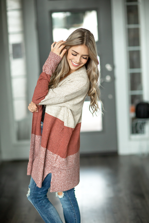 The Way You Are Knit Color Block Cardigan