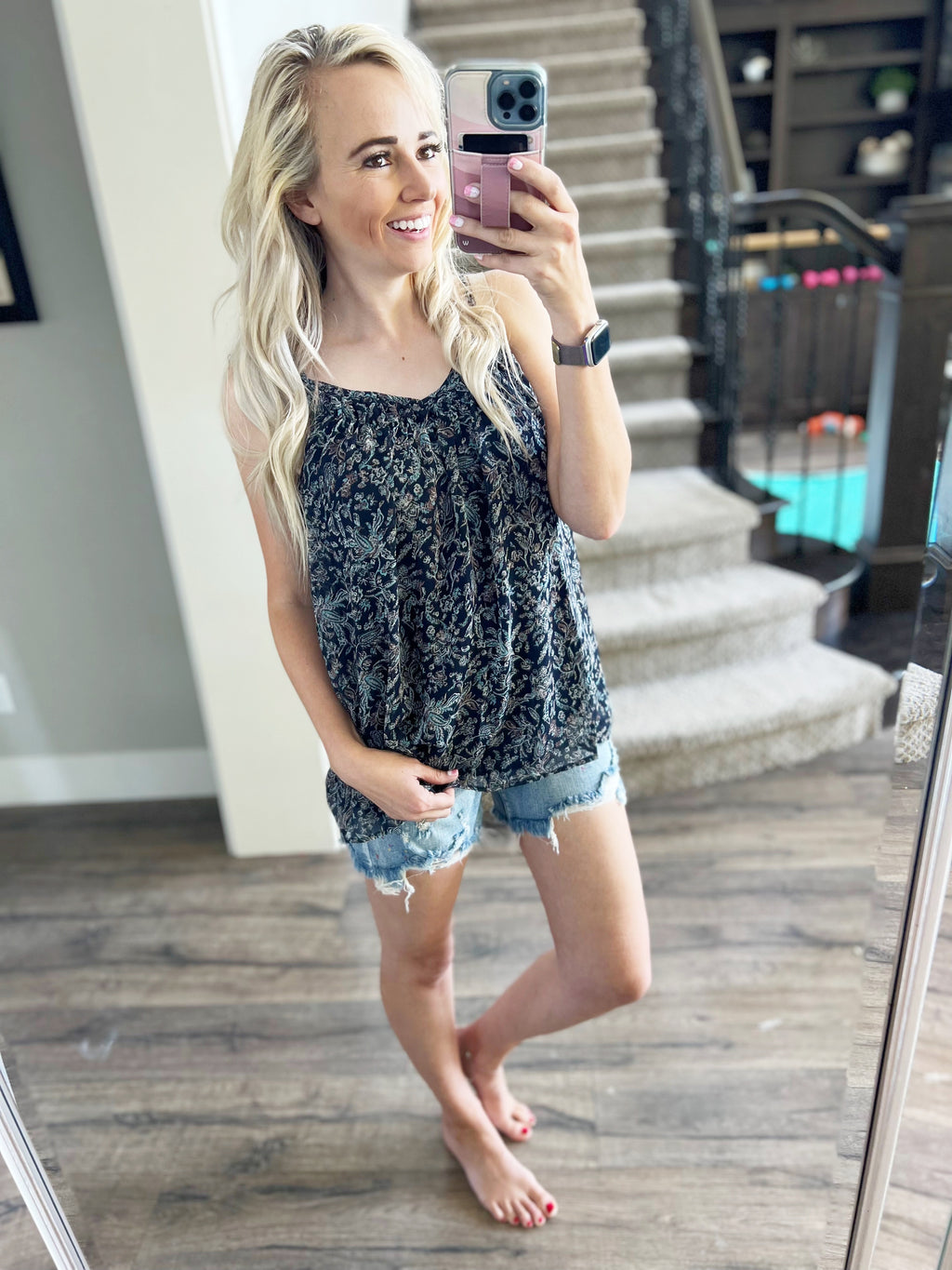 Fall For You Paisley Tank Top in Navy