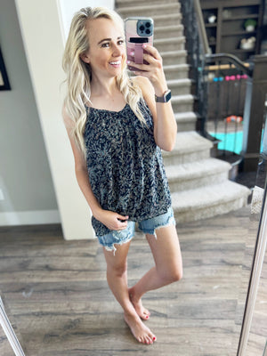 Fall For You Paisley Tank Top in Navy