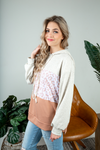 Stepping Away Animal Print Color Block Hoodie in Peach