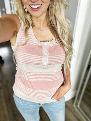 Thread & Supply Mia Striped Tank in Oatmeal and Pink