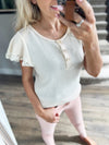 The Climb Short Sleeve Button Top in Cream