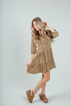 On My Mind Flare Patterned Dress in Gold