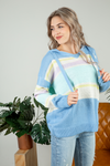 Nothing on Me Color Block Sweater Hoodie in Light Blue, Lavender, and Lemon (SALE)