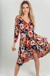 Made for One Floral Wrap Dress in Navy (SALE)