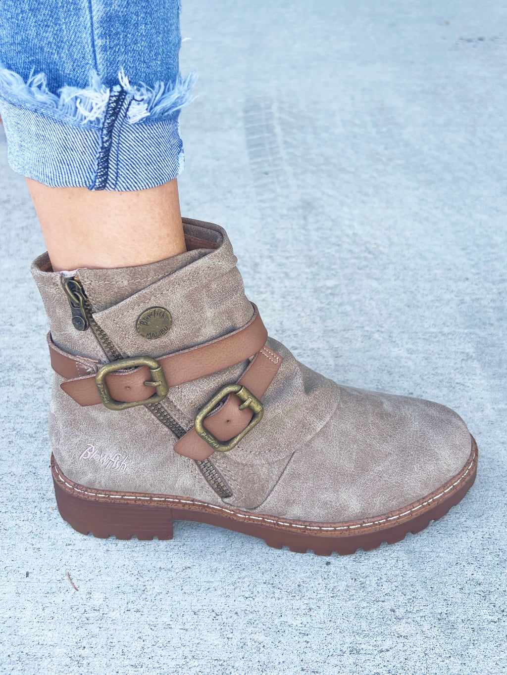 Blowfish Judge Me Booties in Taupe (SALE)