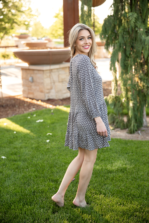 On My Mind Flare Patterned Dress in Grey (SALE)