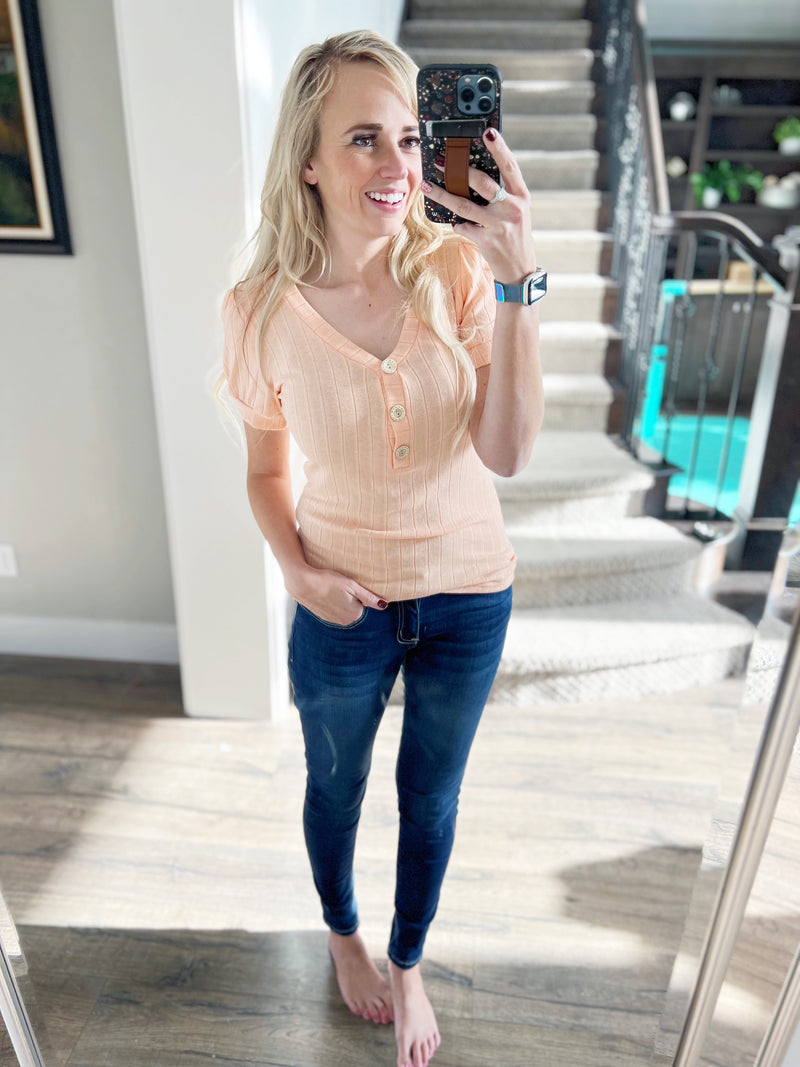 Facts Are Facts Ribbed Top in Light Coral