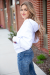 Fighting Me Zip Up Crop Hoodie in White
