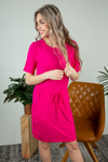 Who You Are Tie Dress in Fuchsia