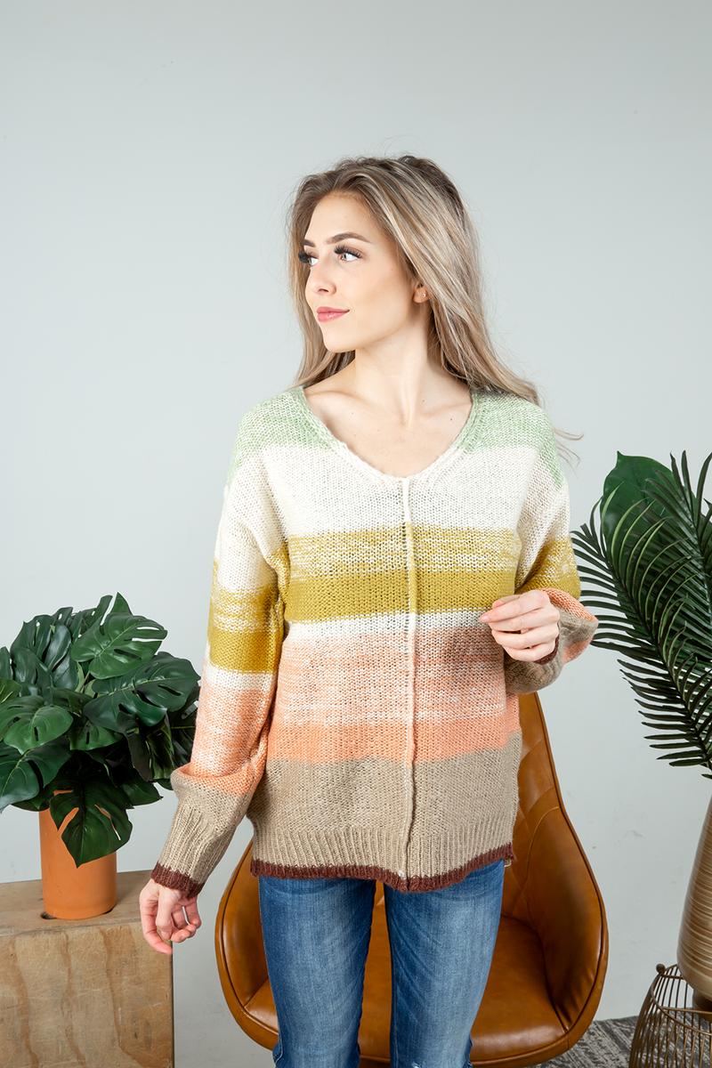 Stop Believing Color Block Top in Mustard, Mauve, and Mint (SALE)