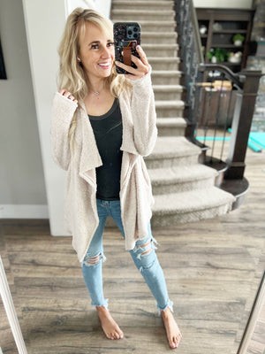 Away Now Fuzzy Cardigan in Ivory