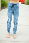 Unbelievable Medium Wash Distressed Jogger Pants (SALE)