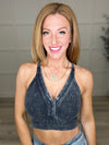 Not Today Washed Ribbed Cropped Button V-Neck Tank (Multiple Colors)