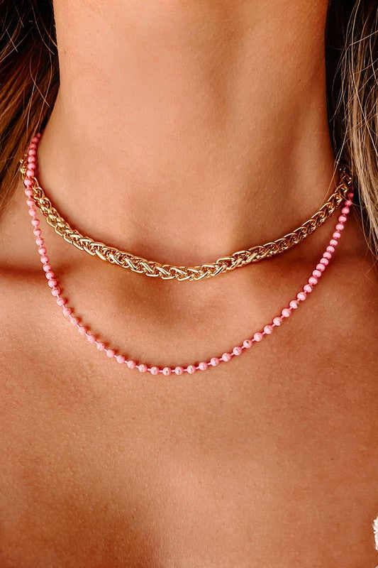 Baby I Just Want You Back Layered Pink & Gold Necklace