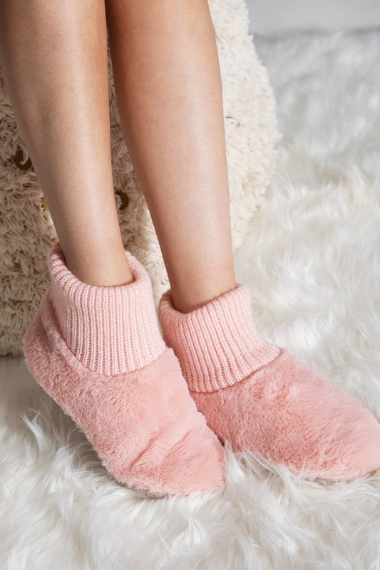 Happy Holidays Faux Fur Sock Slippers