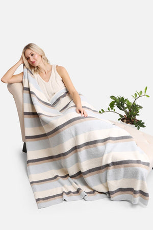 Comfy Luxe Cozy Blanket in Gray and Ivory