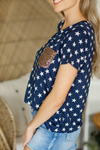 Worries Stay Small Star Top with Sequin Pocket